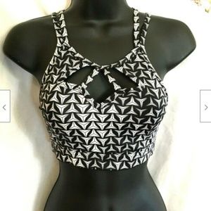 Victoria's Secret Black White Strappy Sports Bra